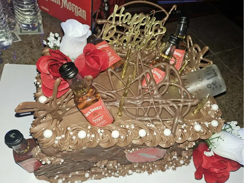 Jack Daniels themed happy birthday cake by Diner's Choice Eats